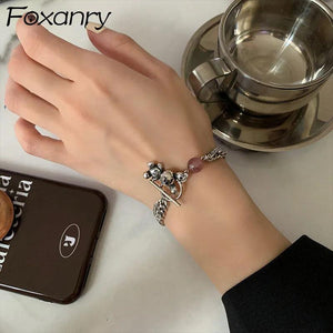Silver Bear Pendant Bracelet for Women