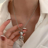 Silver Bear Pendant Bracelet for Women