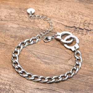 Unisex Handcuff Bracelet Stainless Steel Cuban Chain Punk Rock Gothic Jewelry