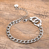 Unisex Handcuff Bracelet Stainless Steel Cuban Chain Punk Rock Gothic Jewelry