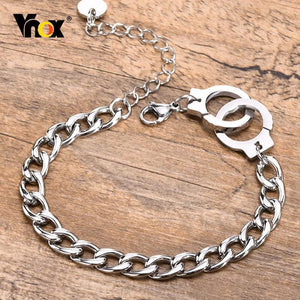 Unisex Handcuff Bracelet Stainless Steel Cuban Chain Punk Rock Gothic Jewelry