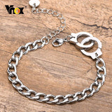 Unisex Handcuff Bracelet Stainless Steel Cuban Chain Punk Rock Gothic Jewelry