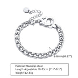 Unisex Handcuff Bracelet Stainless Steel Cuban Chain Punk Rock Gothic Jewelry