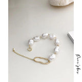 Peri'sbox Faux Large Rice Pearl Bracelet Layering Set
