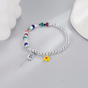 Crystal Beaded Bracelet Lucky Flower Stretch Bracelet