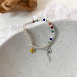 Crystal Beaded Bracelet Lucky Flower Stretch Bracelet
