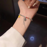 Crystal Beaded Bracelet Lucky Flower Stretch Bracelet