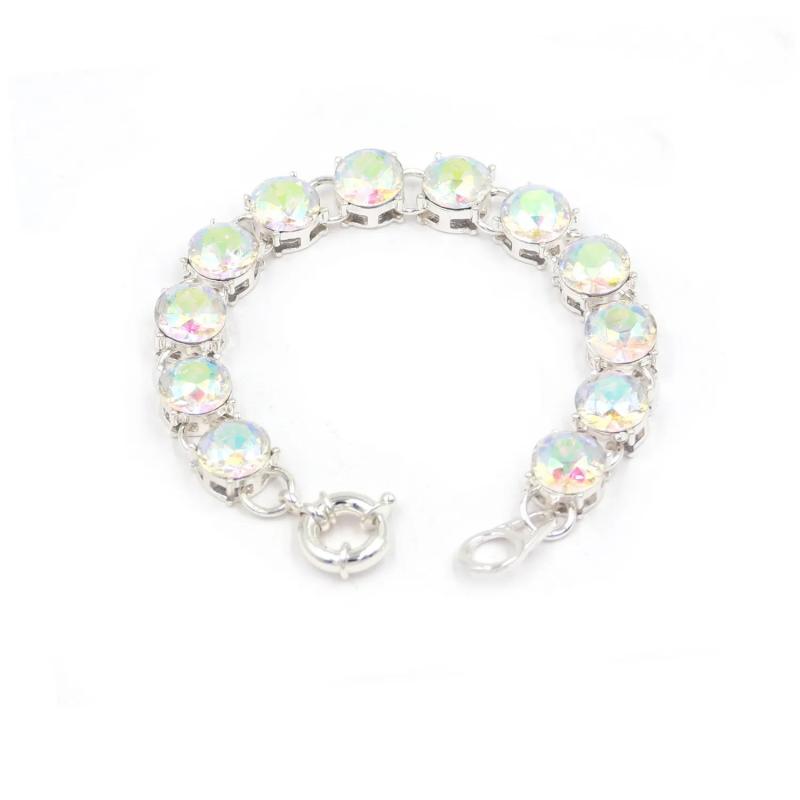 Pink Crystal Dot Bracelet Rhinestone Chain Link Bracelet