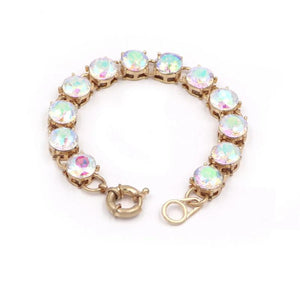 Pink Crystal Dot Bracelet Rhinestone Chain Link Bracelet