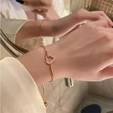 Silver Zircon Heart Bracelet Women Wedding Gift Jewelry