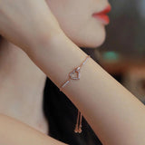 Silver Zircon Heart Bracelet Women Wedding Gift Jewelry