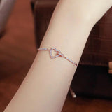 Silver Zircon Heart Bracelet Women Wedding Gift Jewelry