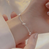 Silver Bracelets Jewelry Charm Women Girl Summer Curved Line Geometric