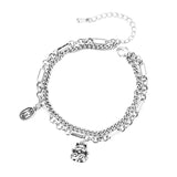 Double Layer Chain Bracelet, Cat Pendant, Party Jewelry
