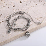 Double Layer Chain Bracelet, Cat Pendant, Party Jewelry
