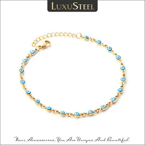 Evil Eye Charm Bracelet Stainless Steel Adjustable Bangles Femme