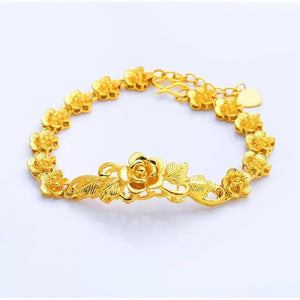 24K Golden Flowers Bracelet for Women - Classic Design