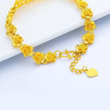 24K Golden Flowers Bracelet for Women - Classic Design