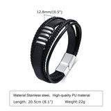 Layered Braided Leather Bangle for Men