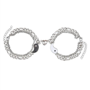Stainless Steel Yin Yang Chain Bracelet Charms Hippie Jewelry Love