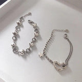 Silver Hollow Heart Charm Bracelet Women Chain Bangle Jewelry Gift