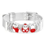 Christmas Adjustable Mesh Bracelet Crystal Santa Claus Charm Bracelet