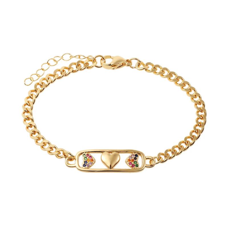 Love Heart Bracelet With Zircon Crystal 18K Plate Bangle
