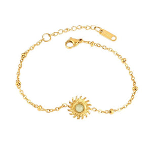 Colorful Natural Stone Bracelet Stainless Steel Chain Jewelry