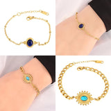 Colorful Natural Stone Bracelet Stainless Steel Chain Jewelry