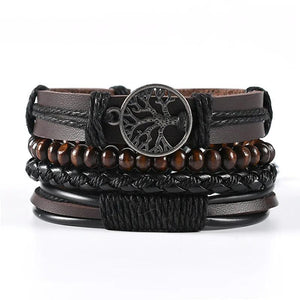 Vintage Multilayer Tree Of Life Owl Leather Bracelet