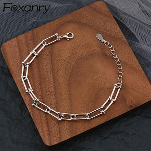 Foxanry Silver Bracelets for Women Vintage Horseshoe Chain Party Jewelry