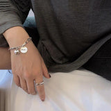 Vintage Love Heart Smiling Face Thai Silver Bracelet Punk Jewelry
