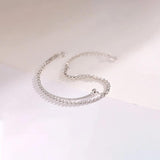 Silver Double Layer Beads Chain Bracelet for Women Jewelry