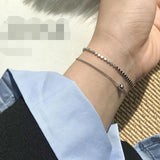 Silver Double Layer Beads Chain Bracelet for Women Jewelry