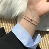 Silver Double Layer Beads Chain Bracelet for Women Jewelry