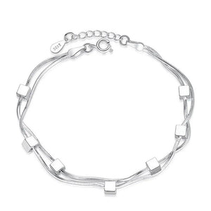 Silver Double Chain Star Anklet Bracelet S-B167