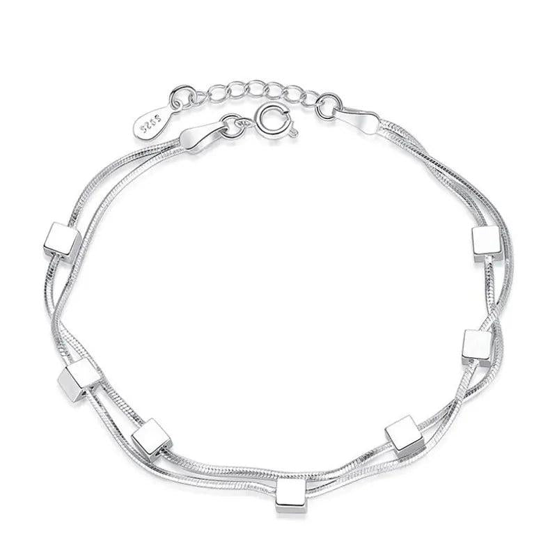Silver Double Chain Star Anklet Bracelet S-B167