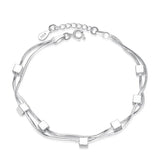 Silver Double Chain Star Anklet Bracelet S-B167