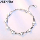 Silver Double Chain Star Anklet Bracelet S-B167