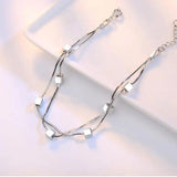 Silver Double Chain Star Anklet Bracelet S-B167