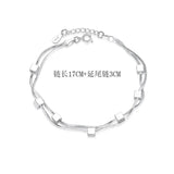 Silver Double Chain Star Anklet Bracelet S-B167