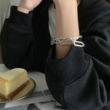 Adjustable Thai Silver Rectangle Bracelet for Men Women
