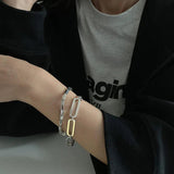 Adjustable Thai Silver Rectangle Bracelet for Men Women
