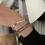 Adjustable Thai Silver Rectangle Bracelet for Men Women