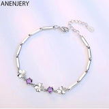 Silver Zircon Lucky Leaves Bracelet For Women Valentines Gift