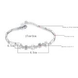 Silver Zircon Lucky Leaves Bracelet For Women Valentines Gift