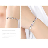 Silver Zircon Lucky Leaves Bracelet For Women Valentines Gift