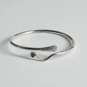 XIYANIKE Silver Hot Peacock Feather Bracelet Distressed Pattern Gift Couple