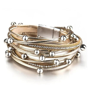 Women's Multi-Layer Beaded Leather Wrap Bracelet