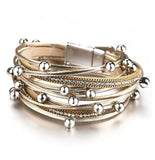 Women's Multi-Layer Beaded Leather Wrap Bracelet